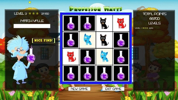 Игра Professor Watts Memory Match: Puppies, скриншот