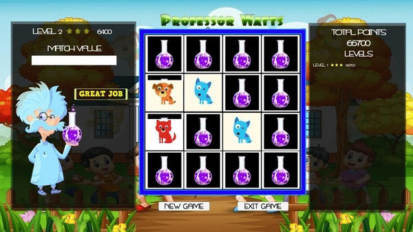Игра Professor Watts Memory Match: Puppies, скриншот