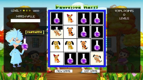 Игра Professor Watts Memory Match: Puppies, скриншот