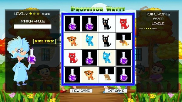 Игра Professor Watts Memory Match: Puppies, скриншот