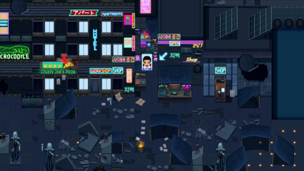 Игра RPG Maker MZ - Winlu Cyberpunk Tileset - Exterior, скриншот
