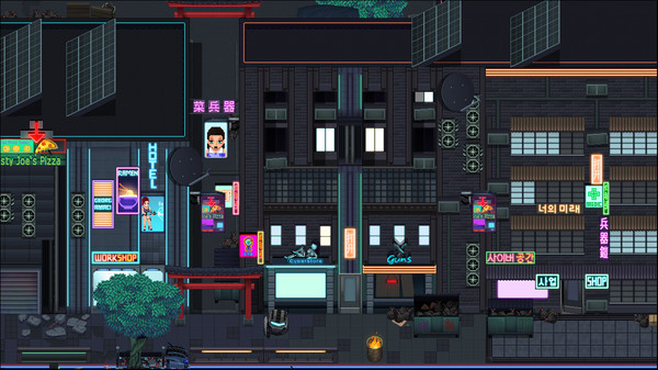 Игра RPG Maker MZ - Winlu Cyberpunk Tileset - Exterior, скриншот