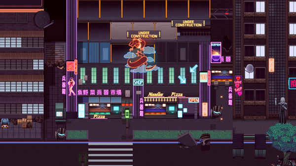 Игра RPG Maker MZ - Winlu Cyberpunk Tileset - Exterior, скриншот