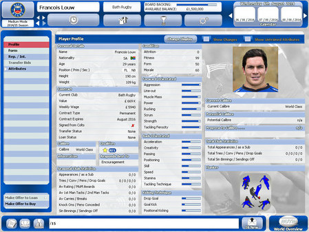 Игра Rugby Union Team Manager 2015, скриншот