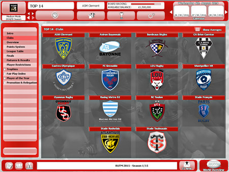 Игра Rugby Union Team Manager 2015, скриншот