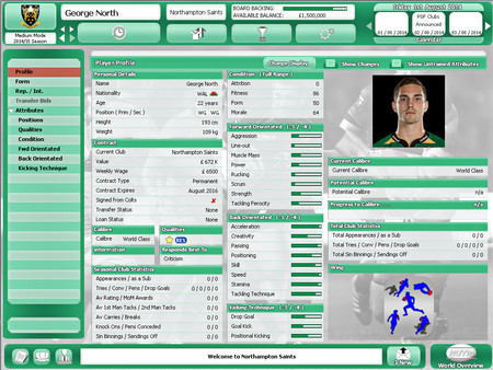 Игра Rugby Union Team Manager 2015, скриншот