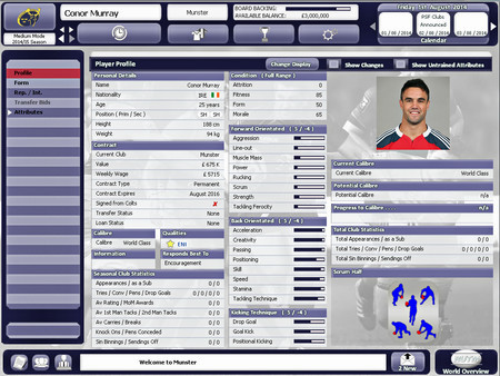 Игра Rugby Union Team Manager 2015, скриншот