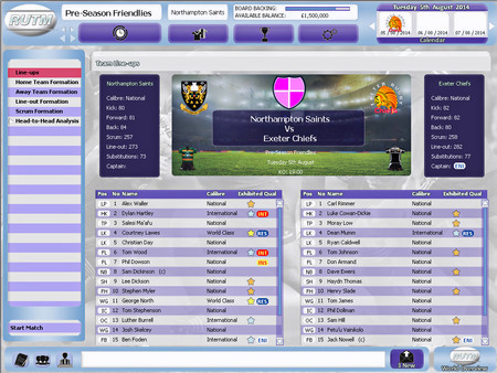 Игра Rugby Union Team Manager 2015, скриншот