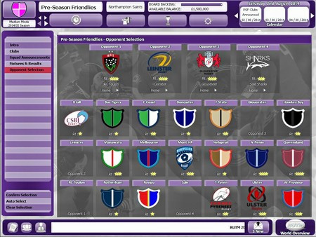 Игра Rugby Union Team Manager 2015, скриншот