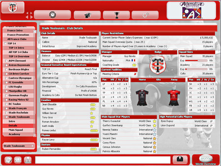 Игра Rugby Union Team Manager 2015, скриншот