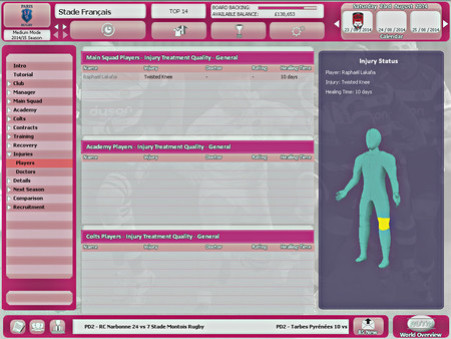 Игра Rugby Union Team Manager 2015, скриншот