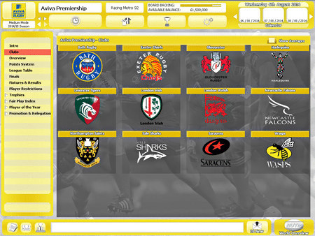 Игра Rugby Union Team Manager 2015, скриншот
