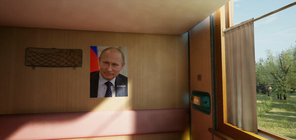 Игра Russian Train Trip 2 - Putin's posters in the train car, скриншот
