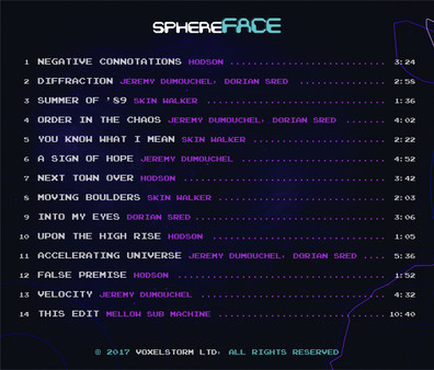 Игра sphereFACE Soundtrack, скриншот