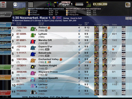 Игра Starters Orders Touch Horse Racing, скриншот