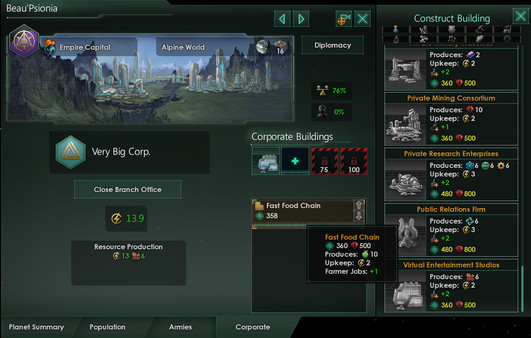 Игра Stellaris: MegaCorp, скриншот