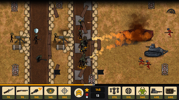 Игра Stickman Trenches, скриншот
