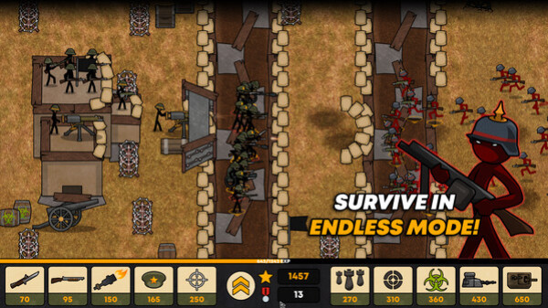 Игра Stickman Trenches, скриншот