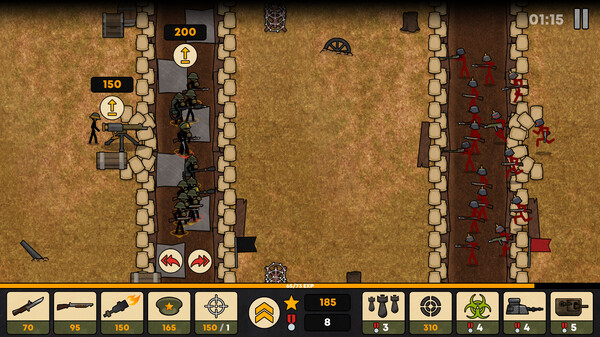 Игра Stickman Trenches, скриншот