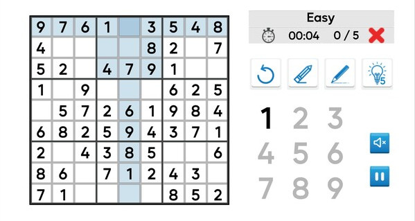 Игра Sudoku Mania, скриншот