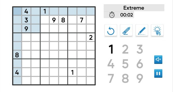 Игра Sudoku Mania, скриншот