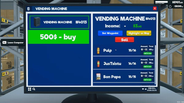 Игра Supermarket Simulator - Vending Machine DLC, скриншот
