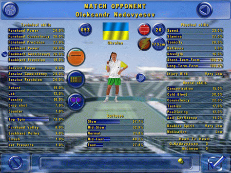 Игра Tennis Elbow Manager, скриншот