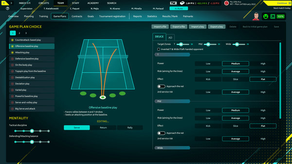 Игра Tennis Manager 2022, скриншот