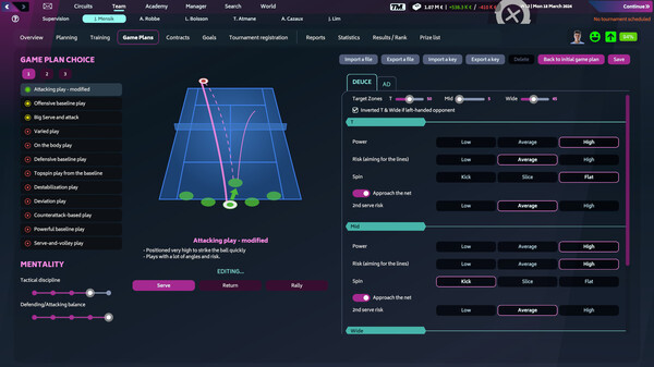 Игра Tennis Manager 2024, скриншот