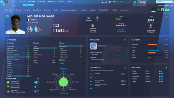 Игра Tennis Manager 25, скриншот