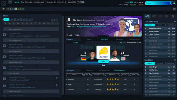 Игра Tennis Manager 26, скриншот