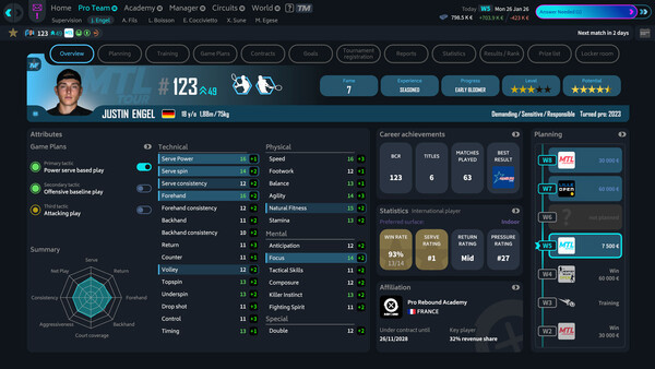 Игра Tennis Manager 26, скриншот