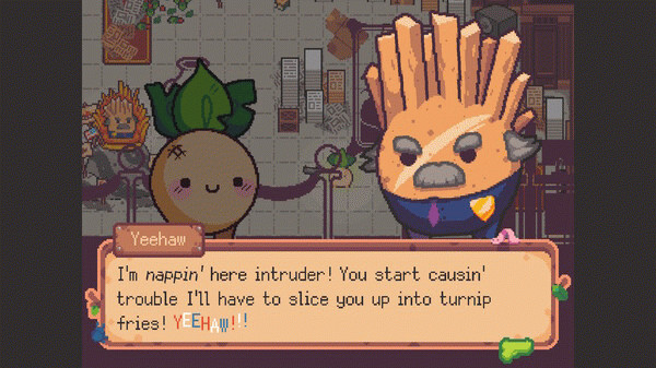 Игра Turnip Boy Robs a Bank, скриншот
