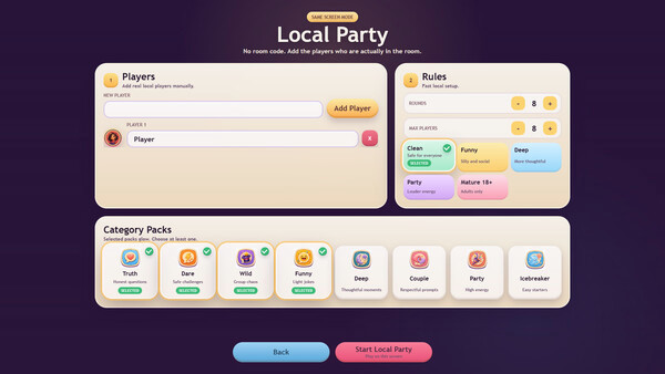 Игра Vibe or Dare, скриншот