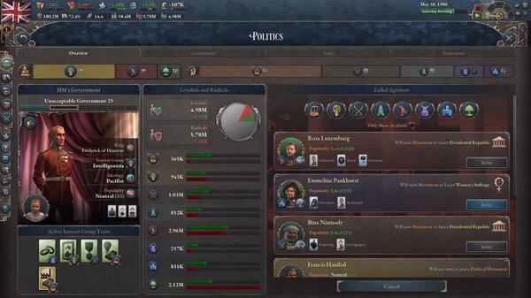 Игра Victoria 3: Voice of the People, скриншот
