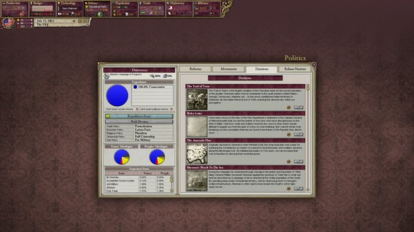 Игра Victoria II: Songs of the Civil War, скриншот