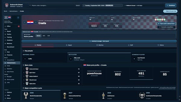 Игра Water Polo Manager 2026, скриншот