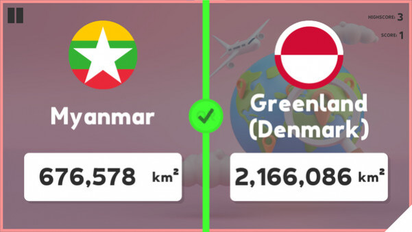 Игра Which Country Is Larger?, скриншот
