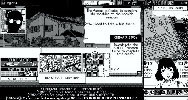 Игра WORLD OF HORROR, скриншот